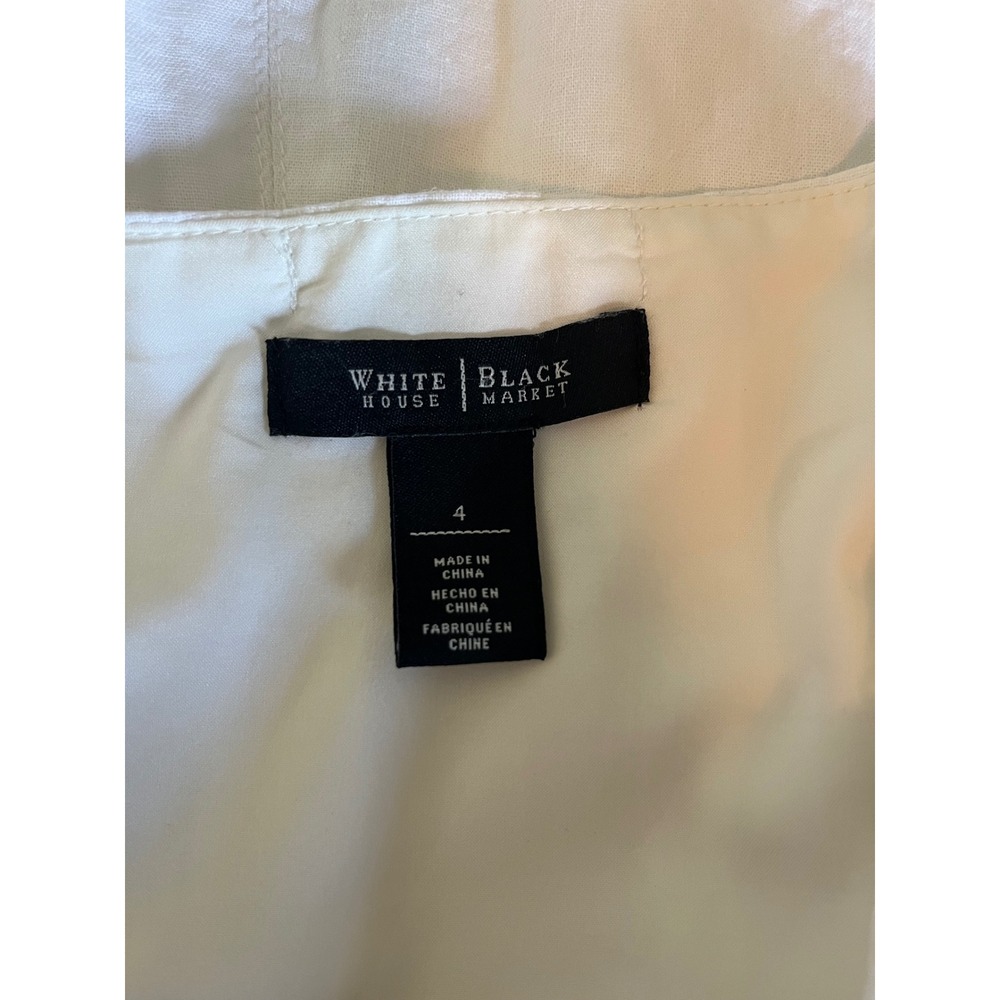 White House Black Market Size 4 White Linen Blend Lined Paneled Flare Mini Skirt - Picture 7 of 9
